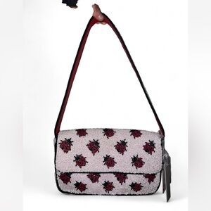 viral White Ladybug Beaded Shoulder Bag Made in india